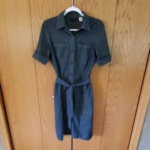 Short sleeve denim button down dress